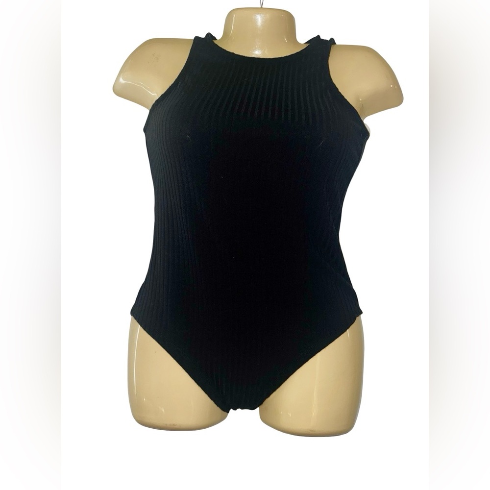 Nasty Gal Black Ribbed Bodysuit